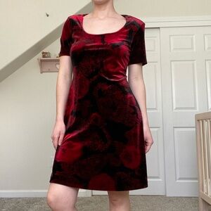 Vintage Connected apparel red & black floral velvet dress